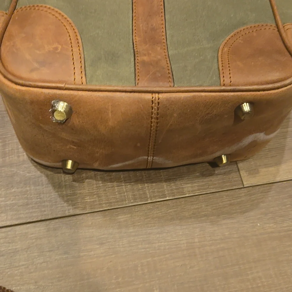 Canvas & Leather Wine Bottle Carrier Crossbody Bag Rustic Travel Picnic Tote